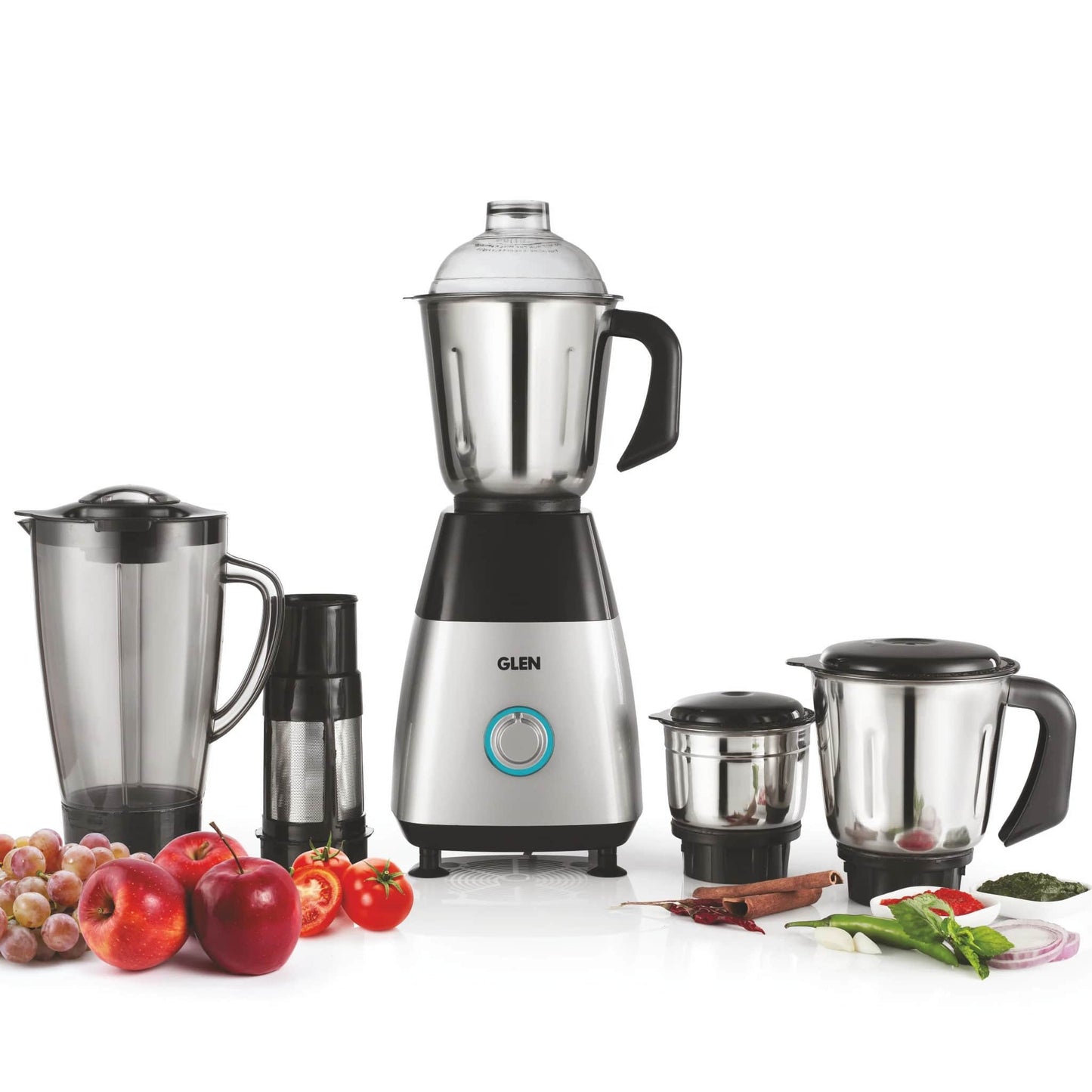 Mixer Grinder 750W with 1 Transparent Jar 3 Stainless Steel Jars - Black & Silver (SA4023PLATINUM)