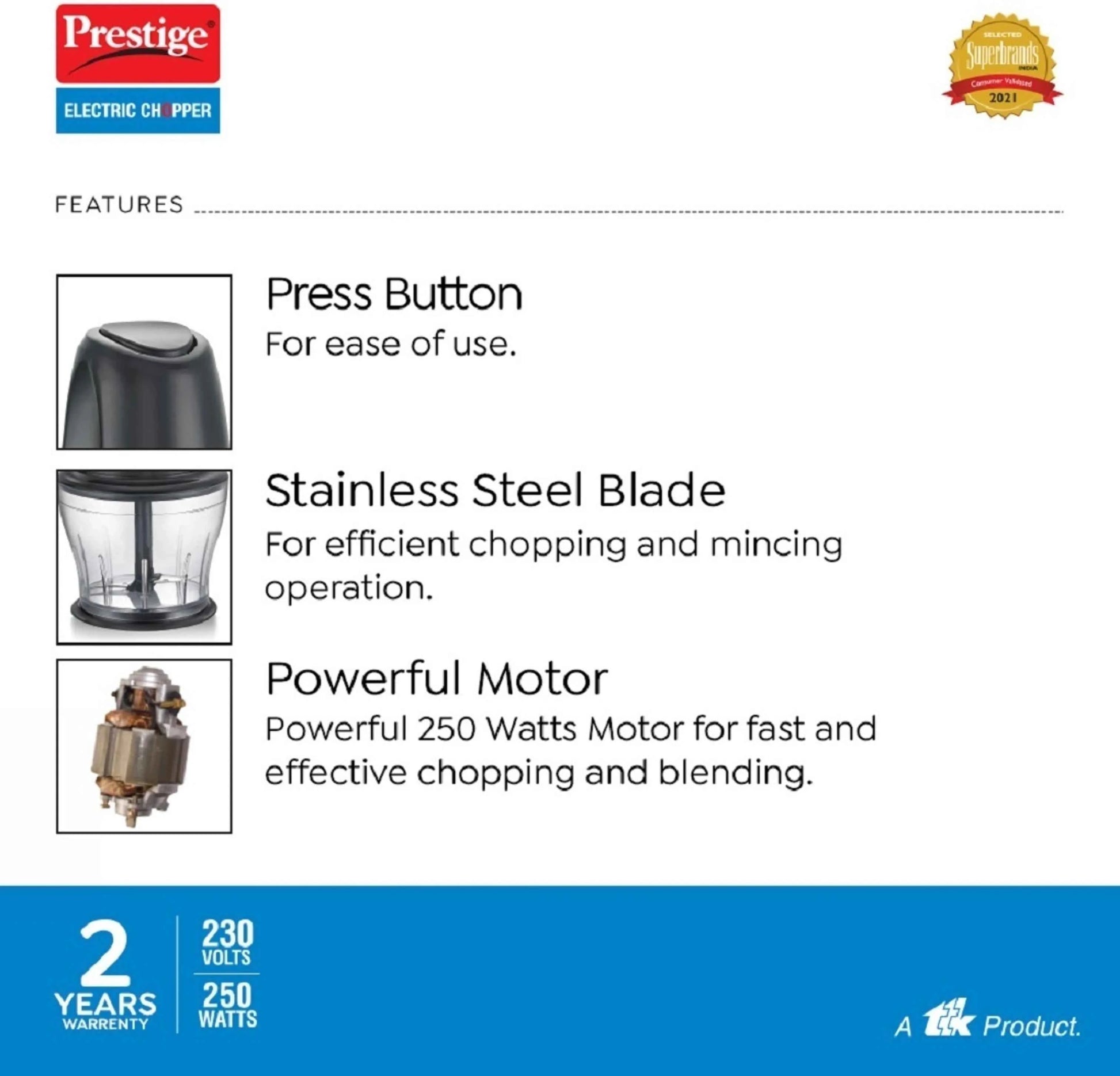 Prestige PEC 4.0 Electric Vegetable & Fruit Chopper (1 UNIT ELECTRIC CHOPPER)