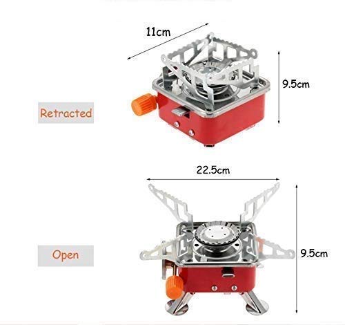 Portable Camping Gas Stove with Butane Gas Canister | Foldable Mini Outdoor Gas Burner with Adjustable Flame Control for Camping, Trekking, Hiking & Travel Cooking(Gas stove+1 Refill Butane)
