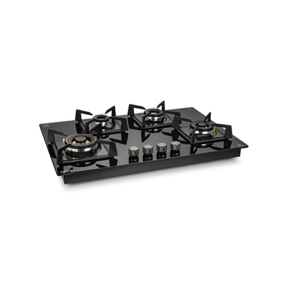 4 Burner DFVS Glass Hob with 2 Triple Ring Forged Brass Burners Auto Ignition (BH1074DFHT2TR77)