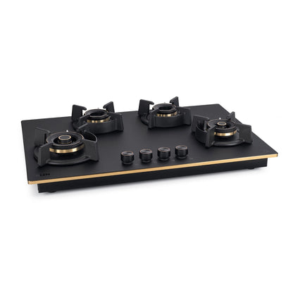 4 Burner DFVS Matte Glass Hob Top 2 Triple Ring Full Brass Burners Auto Ignition (BH-1074RCIHTDFT2TRMG)