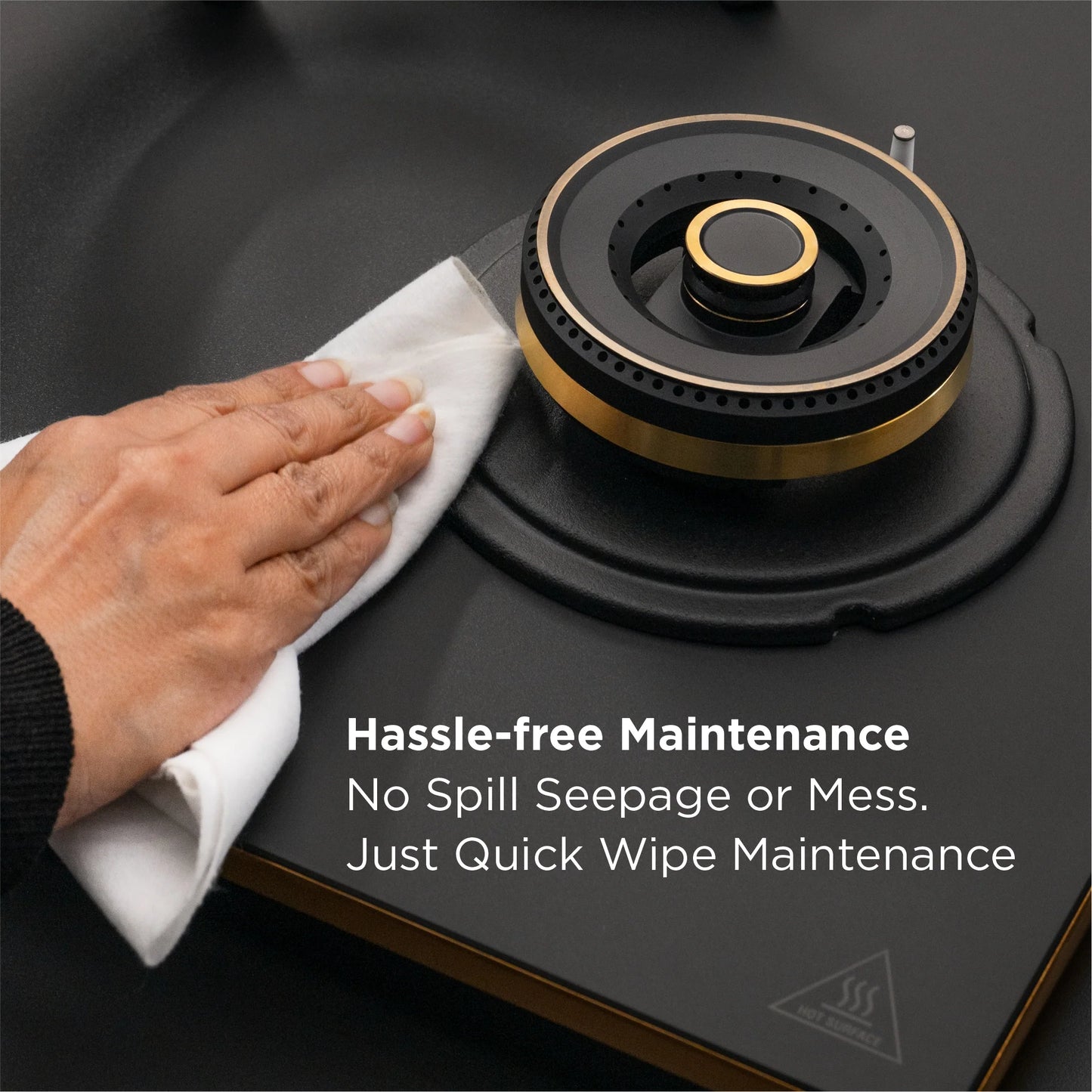 4 Burner DFVS Matte Glass Hob Top 2 Triple Ring Full Brass Burners Auto Ignition (BH-1074RCIHTDFT2TRMG)