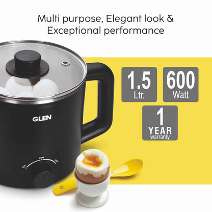 Multi Cook Electric Kettle 1.5 Litre Cook & Boil 600W- Silver and Black (9016 EX)