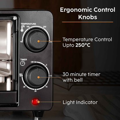 Oven Toaster 9 Litre 800W SS Heating Elements 30 Minute Timer - Black (SA5009E)