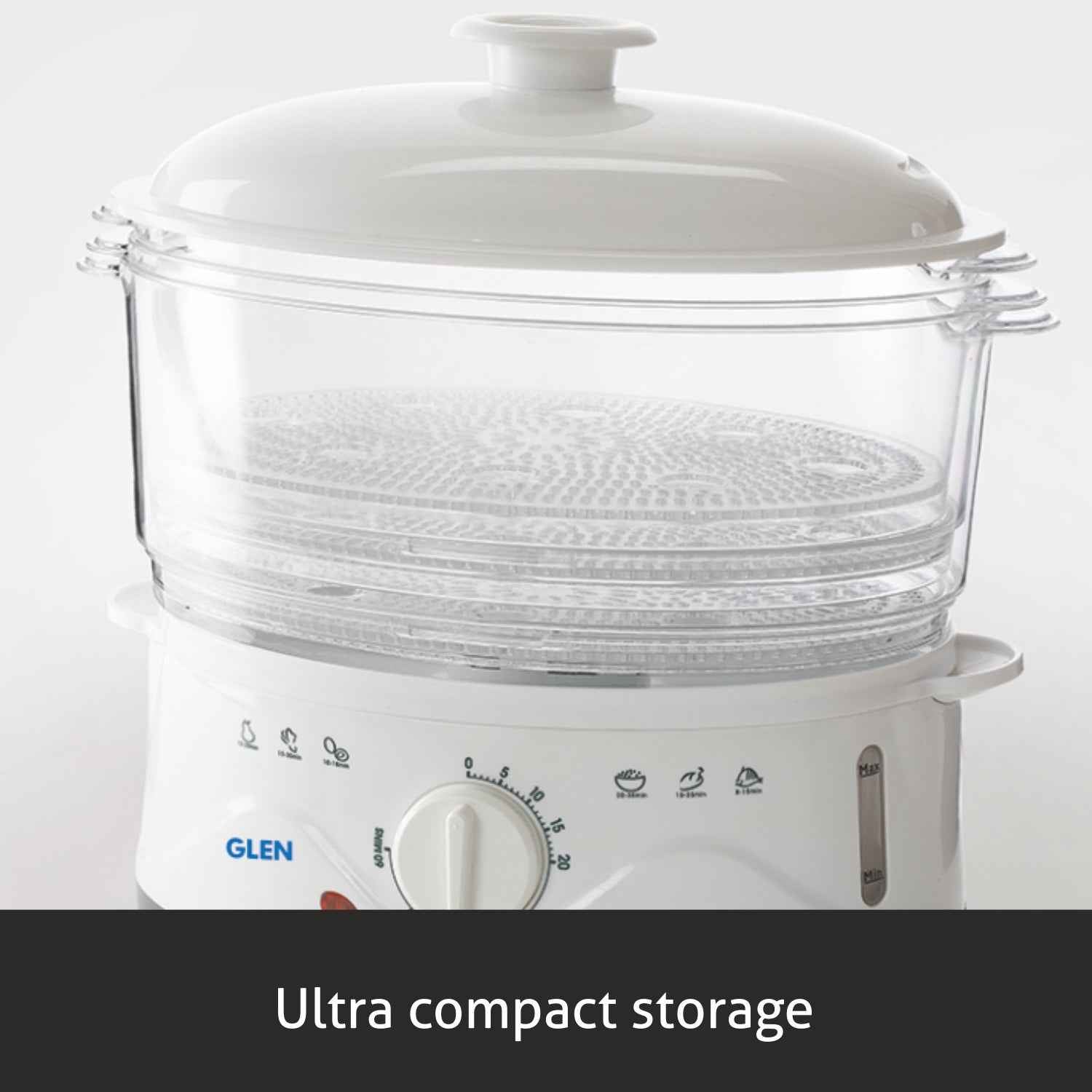 Electric Food Steamer 900w with 60 minute Timer, 3 Food Grade Containers - white (3052)