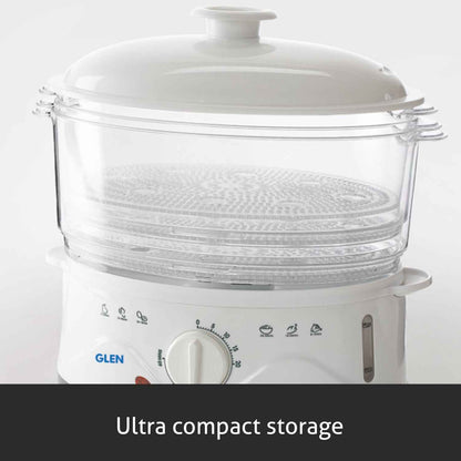 Electric Food Steamer 900w with 60 minute Timer, 3 Food Grade Containers - white (3052)