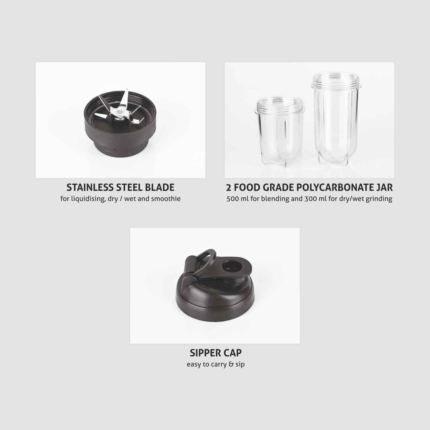 Active-Blender, 350W Grinder Blender, 2 Unbreakable Food Grade Jars with Sipper Cap (SA4048NSIP)