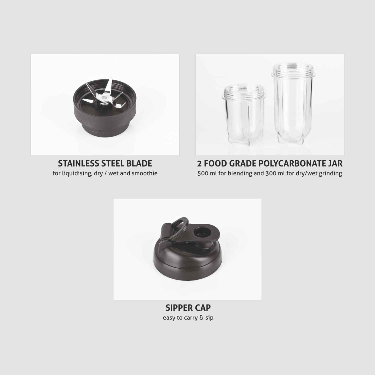 Active-Blender, 350W Grinder Blender, 2 Unbreakable Food Grade Jars with Sipper Cap (SA4048NSIP)