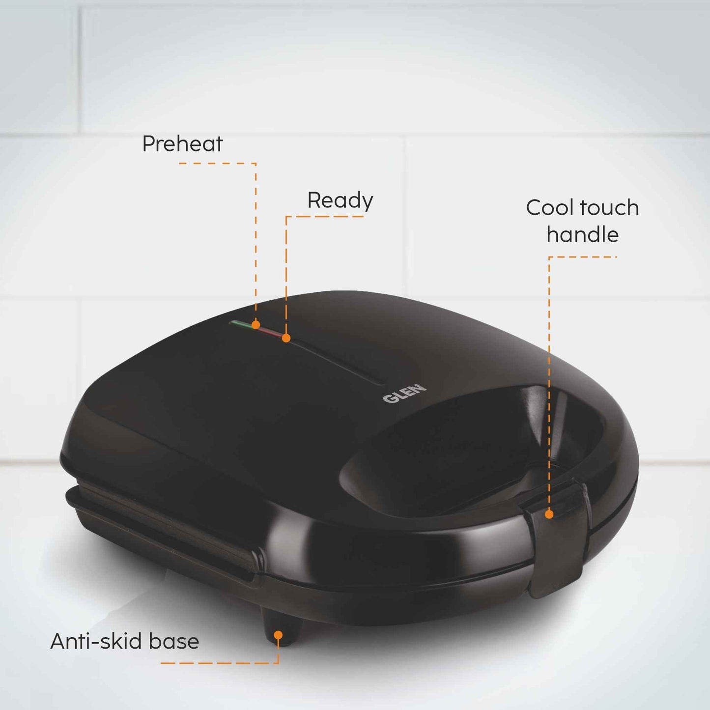 Electric Waffle Maker with Non-Stick Coating Plates, 750W - Black (3024WMBL)