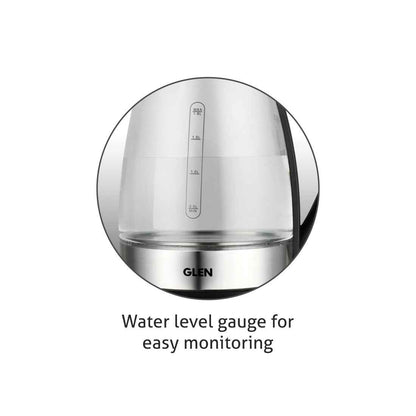 Electric Glass Kettle 1.8 Litre with 360° Rotational Base, Auto Shut-off, 2000 W - White (9012)