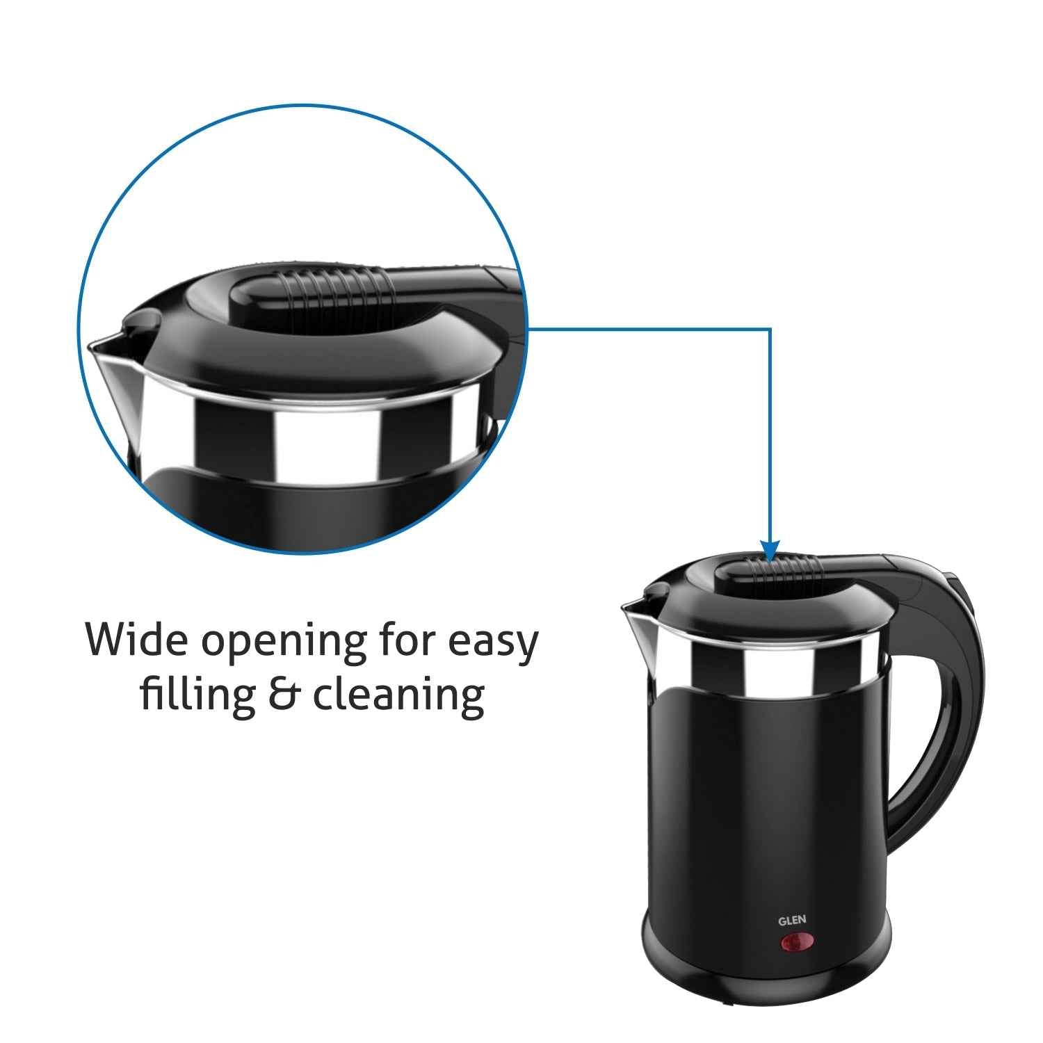 Electric Kettle Plastic Clad Stainless Steel with 360° Rotational Base 1.2 Litre 1350 W - Black (9015 DX)