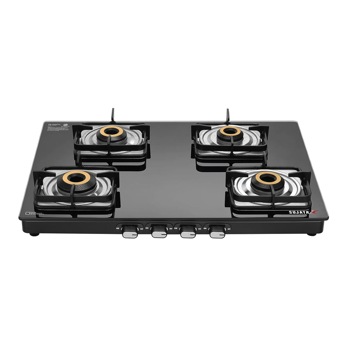 Sujata Sujata Classic Gas Stove | 9 Years Warranty | 4 Burner Stove | Gas Stove 4 Burners Glass Top, SABAF, ISI Certified,...