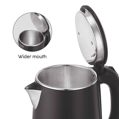 Electric Kettle 1.8 Litre Plastic Clad Stainless Steel, 360° Rotation Base, Auto Shutoff, 1500 W (SA-9007BLACK)