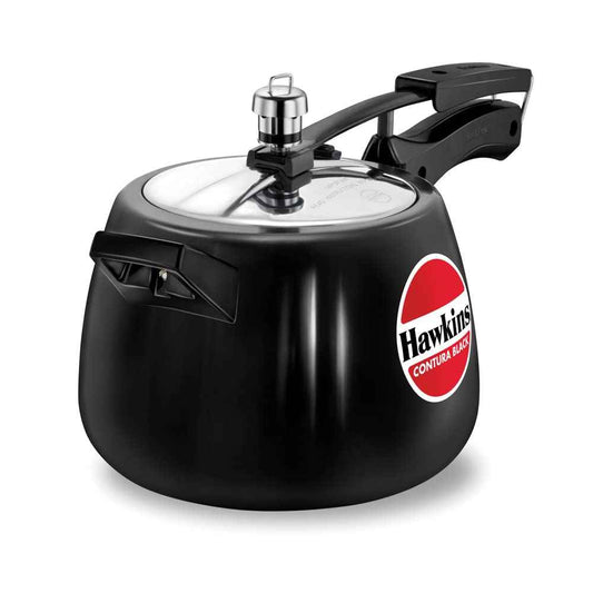 Hawkins 4 Litre Contura Black Pressure Cooker, Hard Anodised Inner Lid Cooker, Handi Cooker, Black (Cb40), 4 Liter