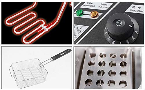 Kitchen Etto 6+6 Liters Commercial Double Tank Deep Fryer, Silver