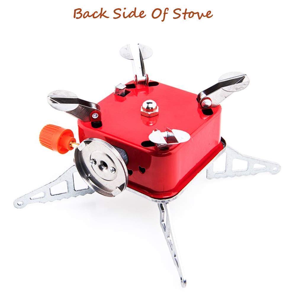 Portable Camping Gas Stove with Butane Gas Canister | Foldable Mini Outdoor Gas Burner with Adjustable Flame Control for Camping, Trekking, Hiking & Travel Cooking(Gas stove+1 Refill Butane)