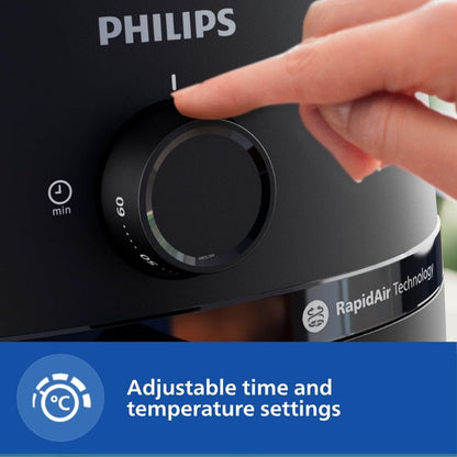 PHILIPS Air Fryer NA120/00, uses up to 90% less fat, 1500W, 4.2 Liter, with Rapid Air Technology (Black), Large Kitchen Etto