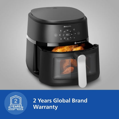 PHILIPS Air Fryer NA120/00, uses up to 90% less fat, 1500W, 4.2 Liter, with Rapid Air Technology (Black), Large Kitchen Etto