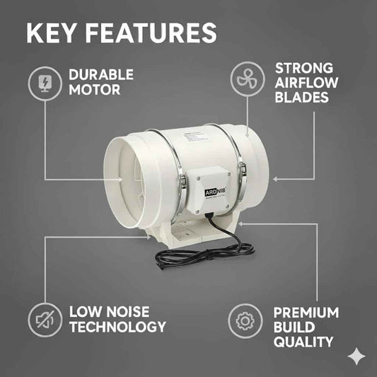 Inline Fan 8 Inch /200mm | Silent Mix Flow Fan | Inline Duct Fan | Inline Exhaust Fab/Circular Inline Fan/Air Circulation System |130W Copper Motor | Airflow 900m3/h | 2 Speed | White