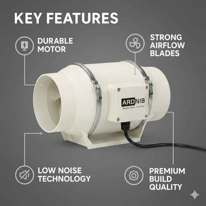 Inline Duct Fan 6Inch/150mm | Silent Mix Flow Fan | Duct Exhaust Fan | Inline Exhaust Fan | Circular Inline Fan|Air Circulation System| White | 70W Copper Motor | 2 Speed | Air Flow 540m3/h
