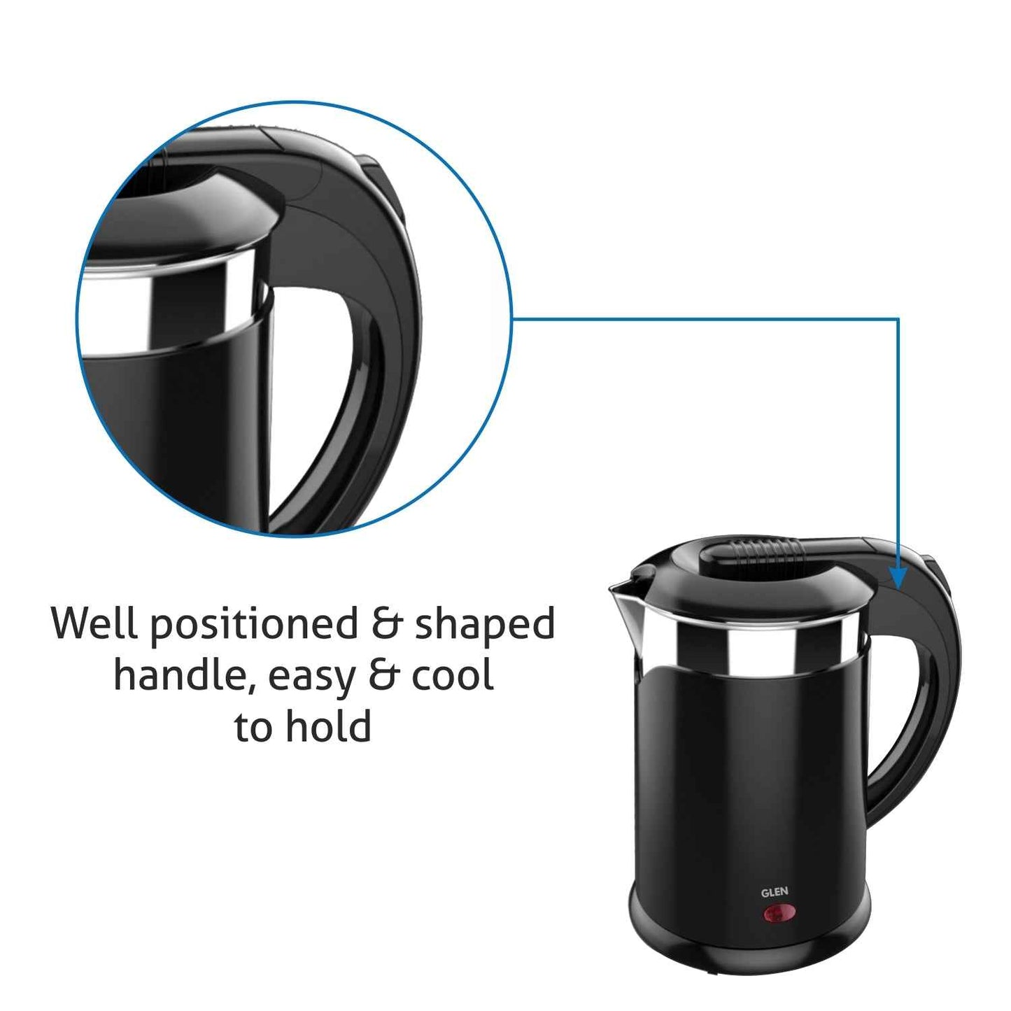 Electric Kettle Plastic Clad Stainless Steel with 360° Rotational Base 1.2 Litre 1350 W - Black (9015 DX)