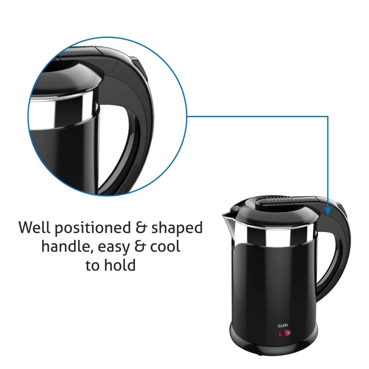 Electric Kettle Plastic Clad Stainless Steel with 360° Rotational Base 1.2 Litre 1350 W - Black (9015 DX)