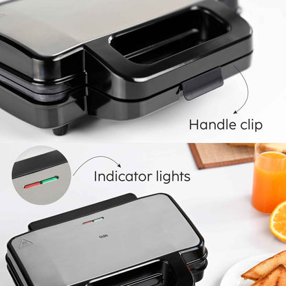 Electric Jumbo Sandwich Maker Grill with Non-Stick Coating Plates, 1000W - (SA3025JGRILL)