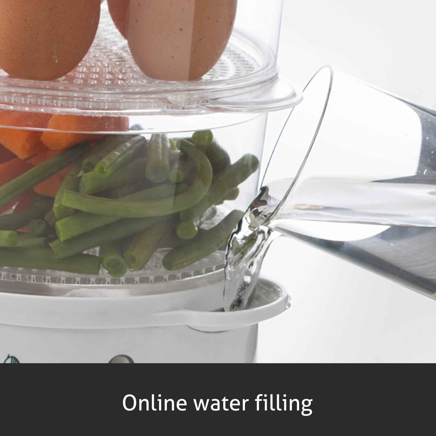 Electric Food Steamer 900w with 60 minute Timer, 3 Food Grade Containers - white (3052)