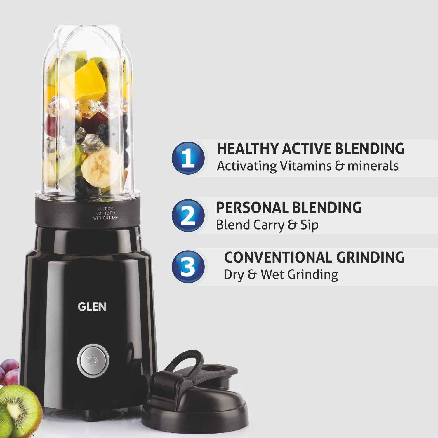 Active-Blender, 350W Grinder Blender, 2 Unbreakable Food Grade Jars with Sipper Cap (SA4048NSIP)