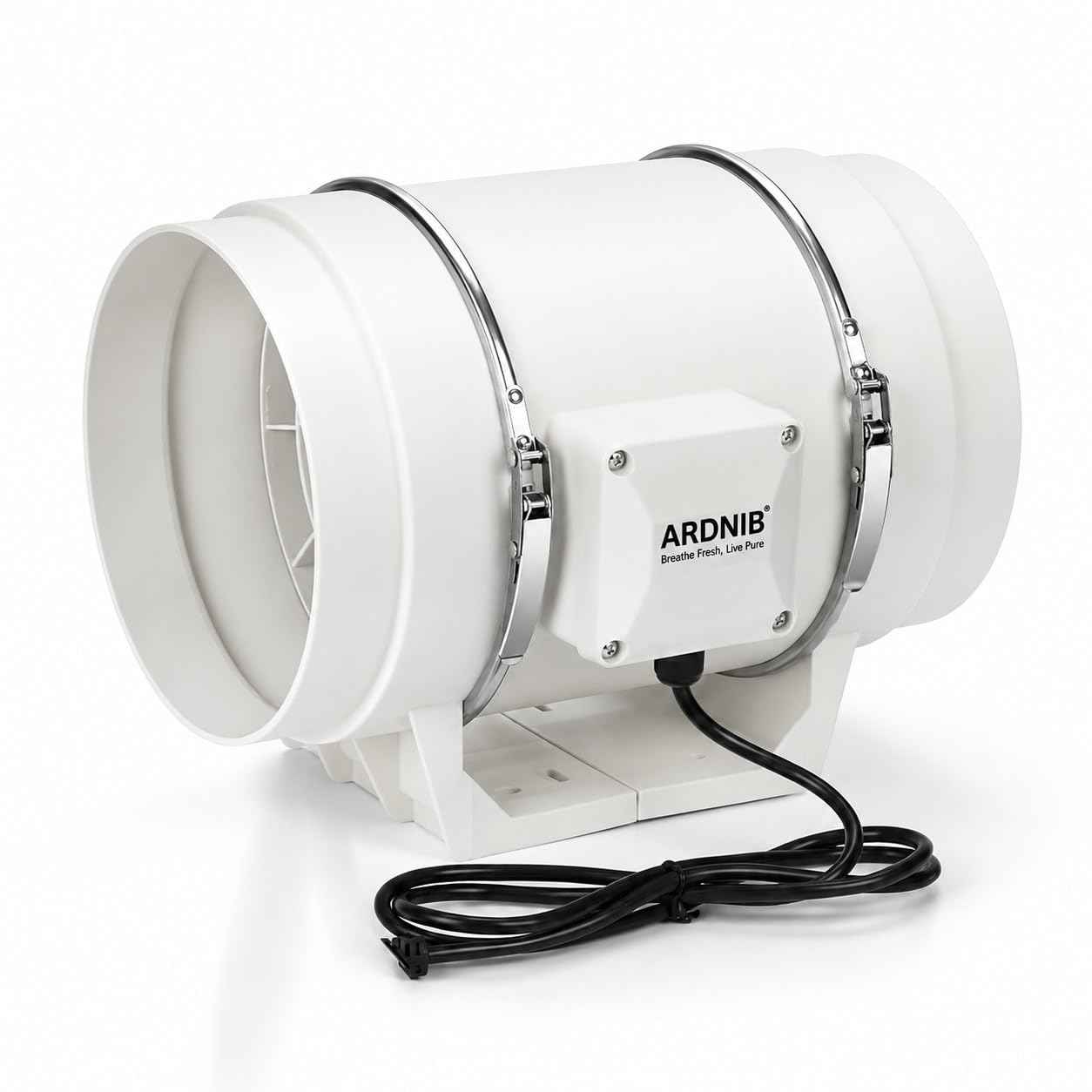 Inline Fan 8 Inch /200mm | Silent Mix Flow Fan | Inline Duct Fan | Inline Exhaust Fab/Circular Inline Fan/Air Circulation System |130W Copper Motor | Airflow 900m3/h | 2 Speed | White