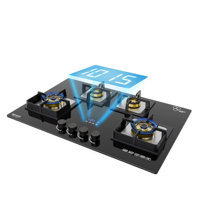 Beyond Appliances Dorado 4 Burner Smart Glass Hobtop Gas Stove | Auto Ignition | Digital Timer | Flame Failure Device | Toughened Glass | LPG & PNG Compatible Kitchen Etto