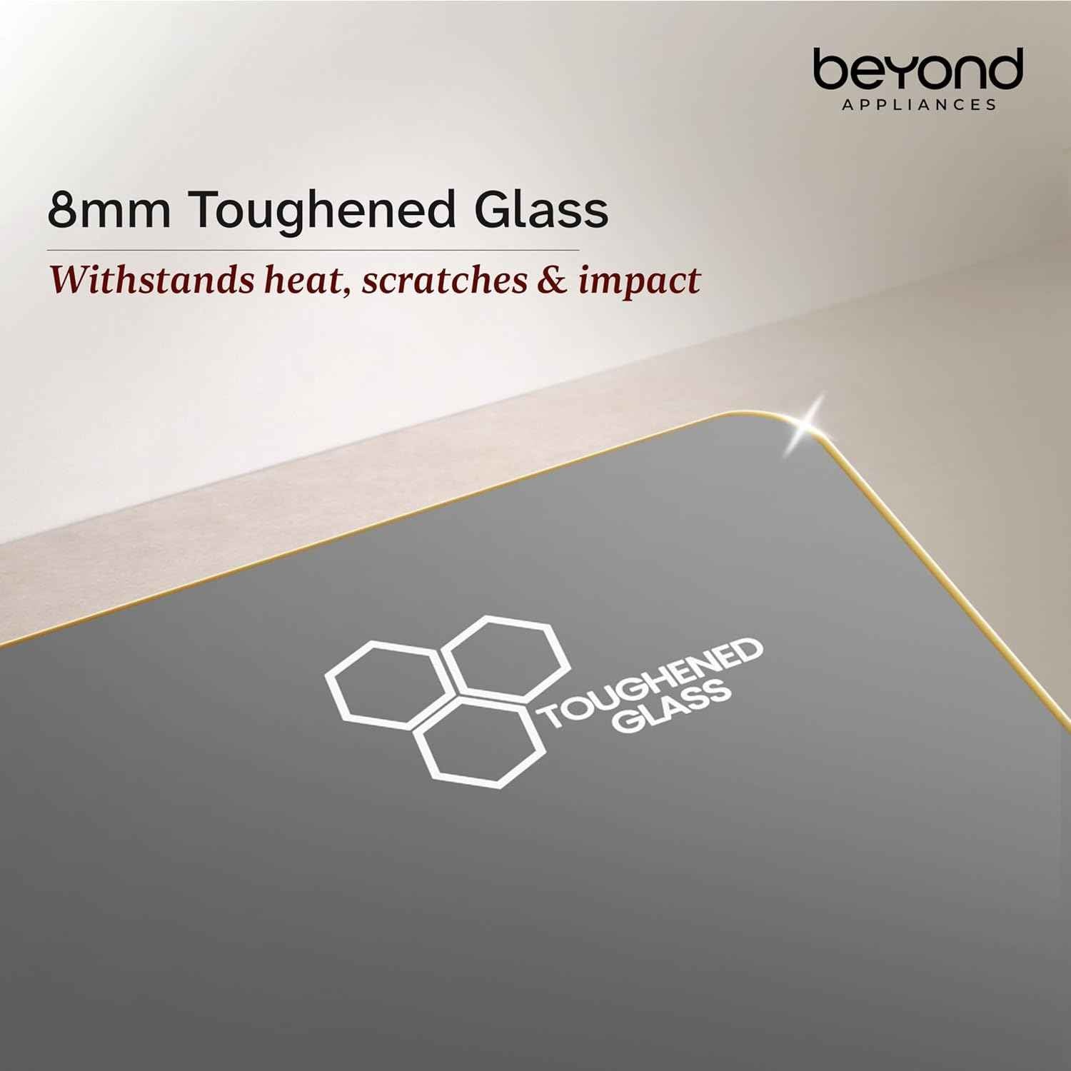 Beyond Appliances Altair Premium 4 Burner Smart Glass Hobtop Gas Stove | Auto Ignition | Digital Timer | Flame Failure Device | Jumbo Burner | Toughened Glass | LPG & PNG Compatible