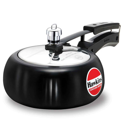 Hawkins 2 Litre Contura Black Pressure Cooker, Hard Anodised Inner Lid Cooker, Handi Cooker, Black (CB20)
