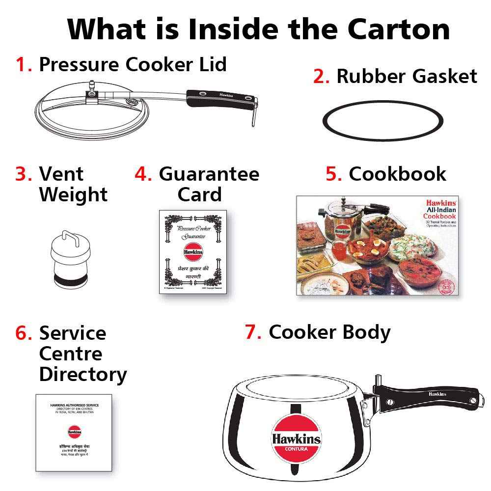 Hawkins Aluminium 3 Litre Contura Pressure Cooker,Handi Inner Lid Cooker,Silver(Hc30)