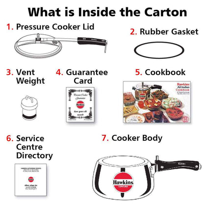 Hawkins Aluminium 3 Litre Contura Pressure Cooker,Handi Inner Lid Cooker,Silver(Hc30)