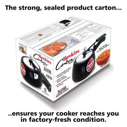Hawkins 3 Litre Contura Black Pressure Cooker, Hard Anodised Inner Lid Cooker, Handi Cooker, Black (CB30) (Pack of 2)