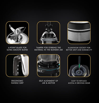 Sujata MG02 Mixer Grinder|1000 Watts Double Ball Bearing Motor|24000 RPM|Non-Stop 90 Mins Running|3 Food Grade Steel Jars including 1500ml Multipurpose, 1000ml Grinder, 500ml Chutney Jar| (Black) Kitchen Etto