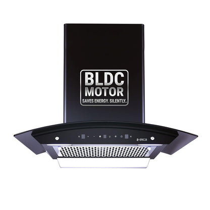 Elica 60cm 1500 m3/hr BLDC Filterless Autoclean Kitchen Chimney with 15 Years Motor & 5 Years Comprehensive Warranty | WDFL 600 BLDC HAC LTW MS NERO | Black | Touch + Motion Sensor Control Kitchen Etto