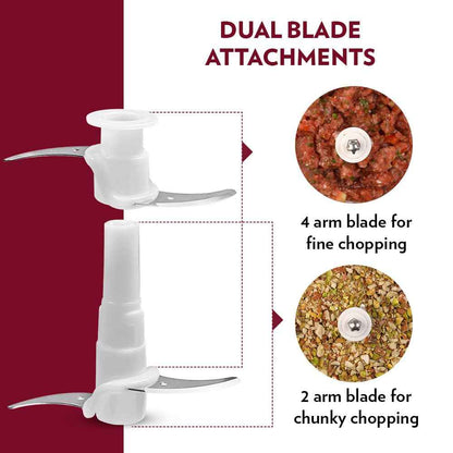 Borosil Chef Delite 300 Watts Electric Chopper for Kitchen, Twin Blade Technology, 600 ml 'chop-n-store' plastic bowl with lid, Vegetable Chopper, Cutter, Chop, Mince, Dice, Whisk, Blend