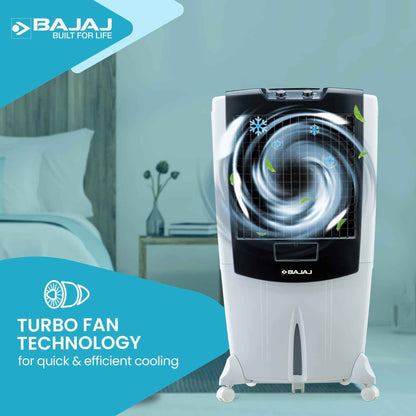 Bajaj Shield Series Mighty 95 Litre Desert Air Cooler For Home With Dura Marine Pro Pump| Dura Tuff Pro Motor| 3-Yr Warranty | Hexacool & Turbofan Technology | Ice Chamber | 3-Speed Control 【White】
