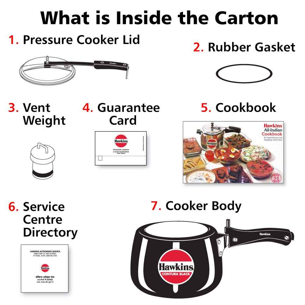 Hawkins 3 Litre Contura Black Pressure Cooker, Hard Anodised Inner Lid Cooker, Handi Cooker, Black (CB30) (Pack of 2)