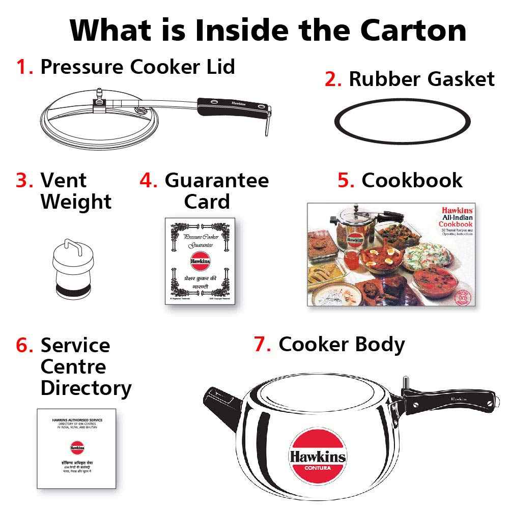 Hawkins 5 Litre Contura Pressure Cooker, Handi Inner Lid Cooker, Silver (HC50), Aluminium