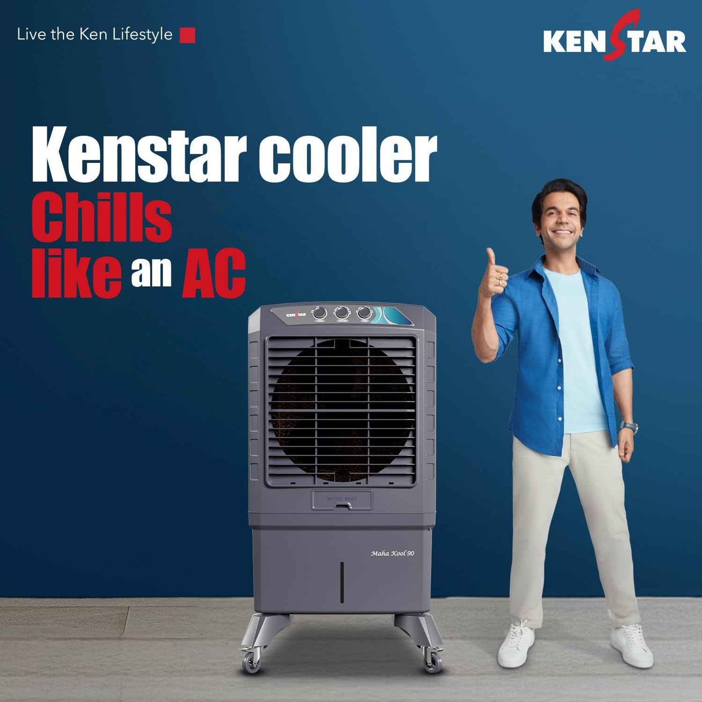 Kenstar MAHA KOOL HC 90 L Desert Air Cooler|Anti-Bacterial Honeycomb Pads|High-Speed Fan|Inverter Ready|50Ft Powerful Air Throw|1-Yr Product Warranty+5-Yr Warranty on Pump&Motor|5-Star BEE Rating|Grey