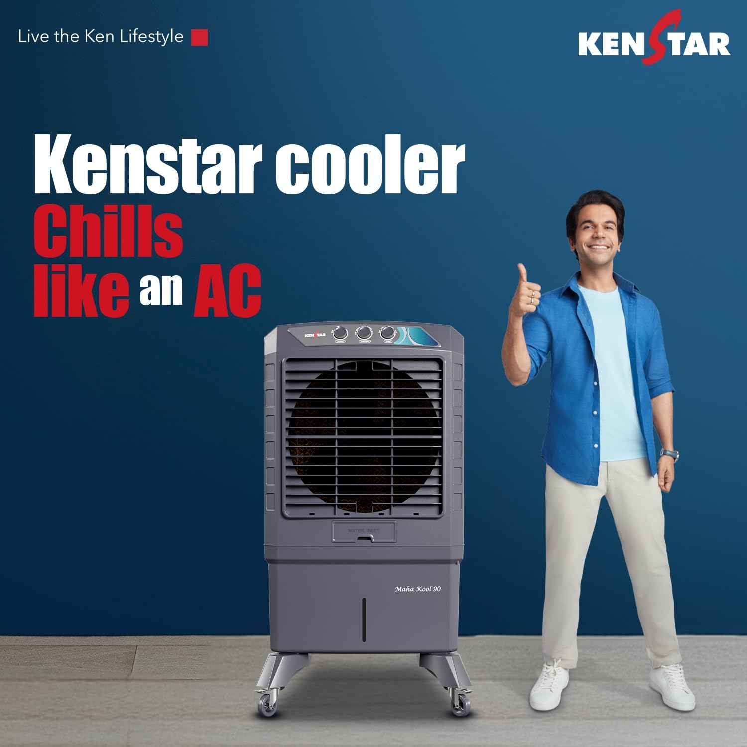 Kenstar MAHA KOOL HC 90 L Desert Air Cooler|Anti-Bacterial Honeycomb Pads|High-Speed Fan|Inverter Ready|50Ft Powerful Air Throw|1-Yr Product Warranty+5-Yr Warranty on Pump&Motor|5-Star BEE Rating|Grey