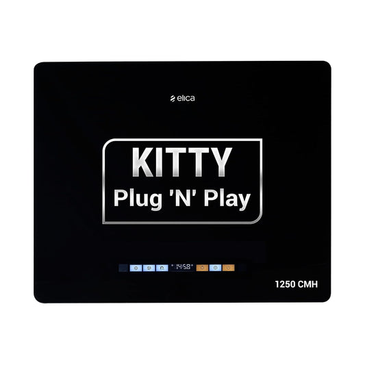 Elica Kitty Plug N Play 60cm 1250 m3/hr Ductless Autoclean Kitchen Chimney | Baffle + Air Recycle Filter | 15 Year Motor + 5 Yr Filter Warranty| 3-way Suction| 48db| RPM Display| Touch + Motion Sensor Kitchen Etto