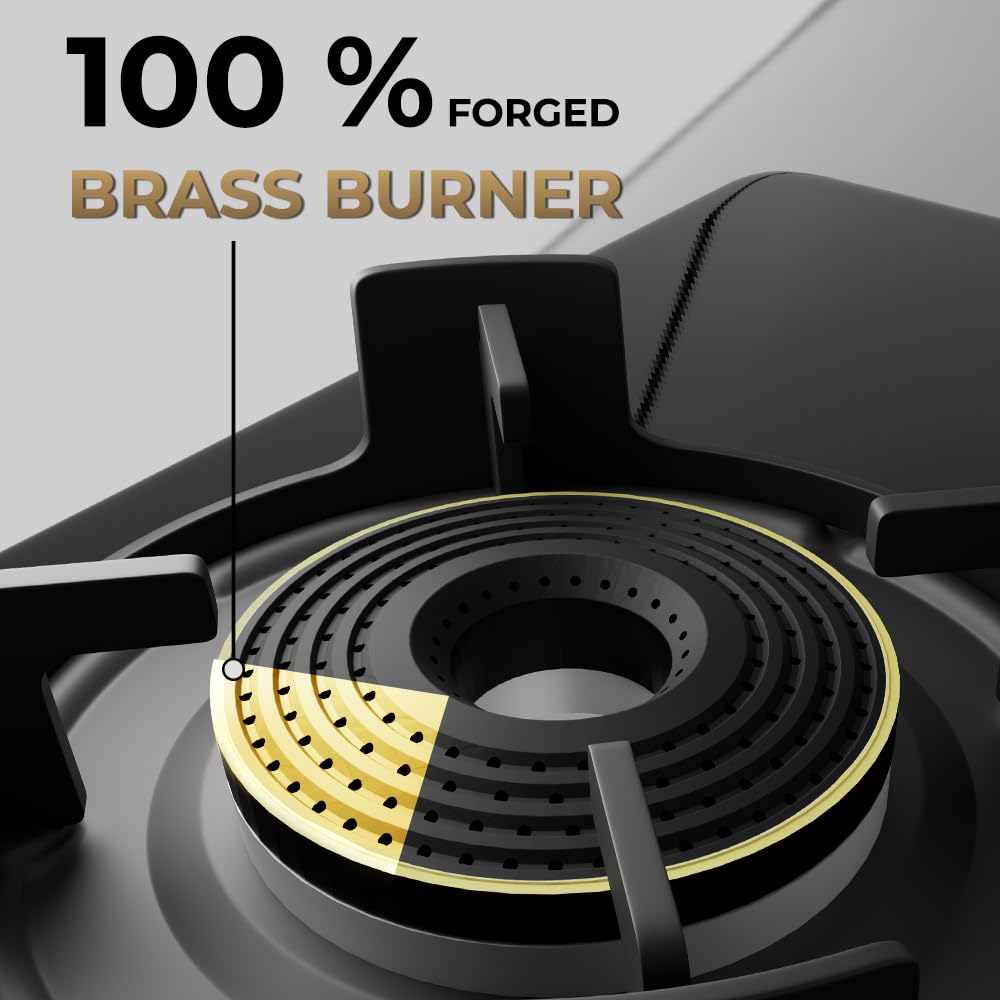 Sunshine Brio Falcon 2 Burner | Ultra Slim 2 Burner Stainless Steel Gas Stove | Ergonomic Knob, Brass Burner, 5G Technology | Manual Ignition, LPG Ready & PNG Compatible (Silver)