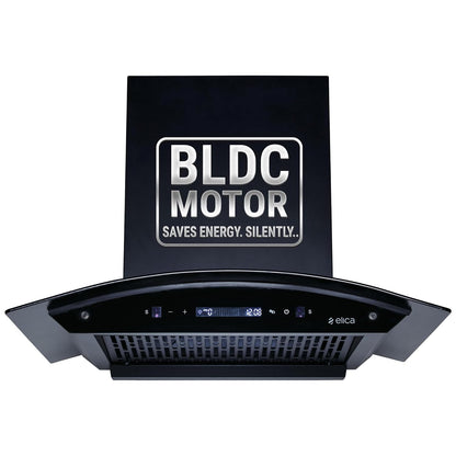 Elica 60cm 1500 m3/hr BLDC Filterless Autoclean Kitchen Chimney with 15 Years Motor & 5 Years Comprehensive Warranty | CURVE FL 600 BLDC HAC LTW MS NERO | RPM Display with Touch + Motion Sensor| Black