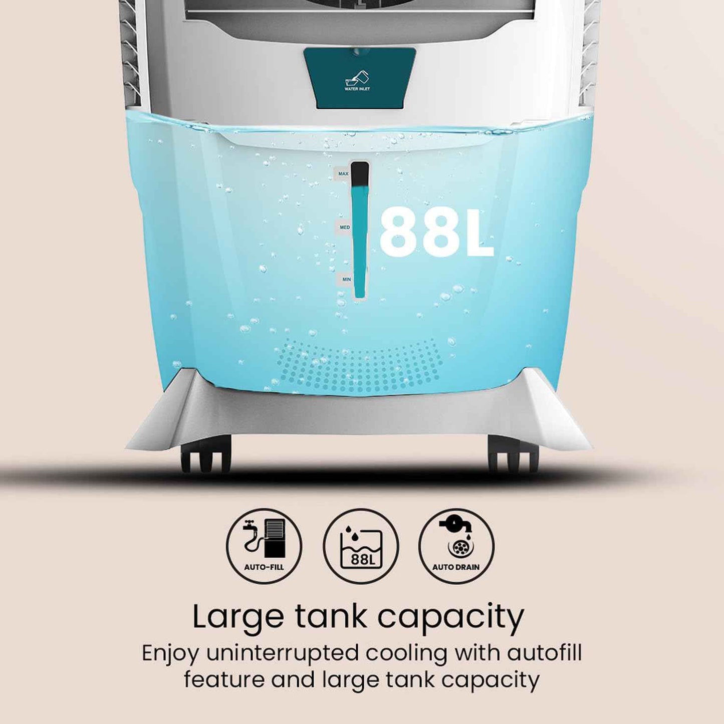 Crompton Ozone 88 Litres Desert Air Cooler for home | Large & Easy Clean Ice Chamber | 4-Way Air Deflection | High Density Honeycomb Pads | Everlast Pump | Auto Fill