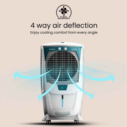 Crompton Ozone 88 Litres Desert Air Cooler for home | Large & Easy Clean Ice Chamber | 4-Way Air Deflection | High Density Honeycomb Pads | Everlast Pump | Auto Fill