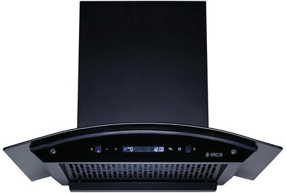 Elica 60cm 1500 m3/hr BLDC Filterless Autoclean Kitchen Chimney with 15 Years Warranty (CURVE FL 600 BLDC HAC LTW MS NERO), Black